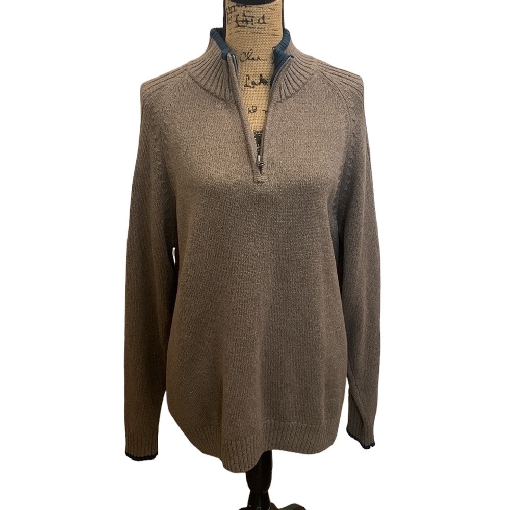 Columbia‎ Cotton Sweater Brown Heathered High Collar Size XL